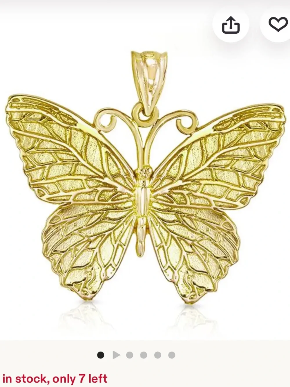 14k solid Gold Butterfly Pendant Necklace - Women Jewelry - Picture 5 of 7